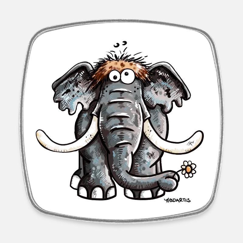 Der Elefant - Viereckiger Kühlschrankmagnet - Weiß