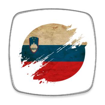 Slowenien Vintage Kreis / Flagge - Viereckiger Kühlschrankmagnet - Weiß - Vorne