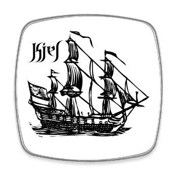 Kiel - Segelschiff - Viereckiger Kühlschrankmagnet - Weiß - Vorne
