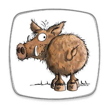 Funny Wild Boar - Square fridge magnet - white - Front