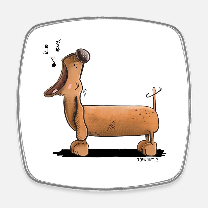 Crier Dachshund - Teckel - Bande Dessinée - Magnet carré - blanc