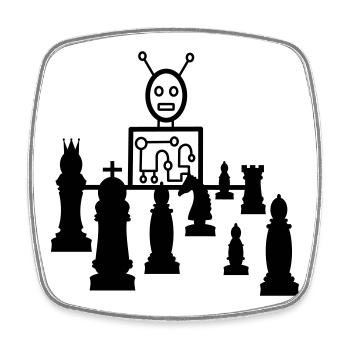 schach computer - Viereckiger Kühlschrankmagnet - Weiß - Vorne