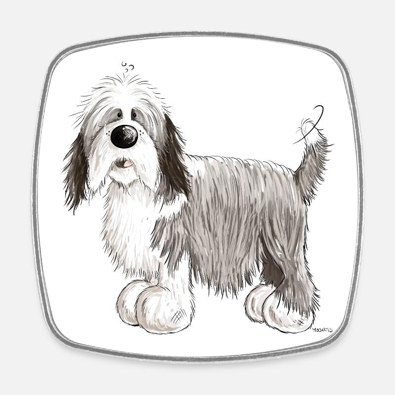 Der Bearded Collie - Viereckiger Kühlschrankmagnet - Weiß