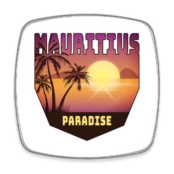Mauritius design with palm trees and sun / gift - Square fridge magnet - white - Front
