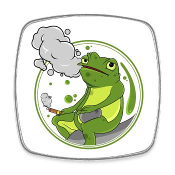Frosch Zigarre - Viereckiger Kühlschrankmagnet - Weiß - Vorne