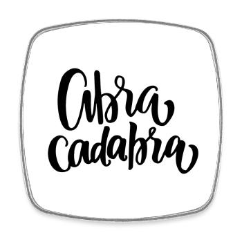 Abra Cadabra Schriftzug - Viereckiger Kühlschrankmagnet - Weiß - Vorne