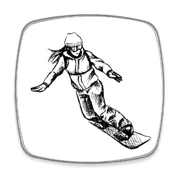Snowboarderin I - Viereckiger Kühlschrankmagnet - Weiß - Vorne