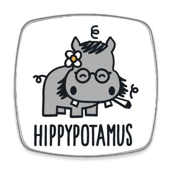 Hippypotamus - Magnet carré - blanc - Devant