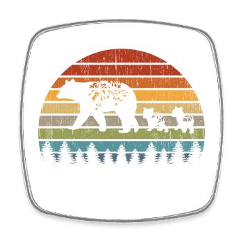 Retro Mama Bear Kids Animal America Nature Gift - Square fridge magnet - white - Front
