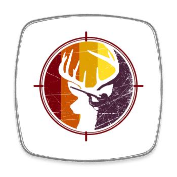 Chasseur - Chasse - Cerf - Magnet carré - blanc - Devant