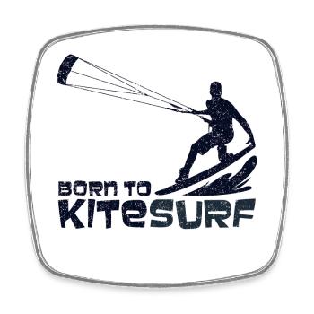 Kitesurf - conception - Magnet carré - blanc - Devant
