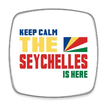 Keep Calm Seychelles design / gift flag - Square fridge magnet - white - Front