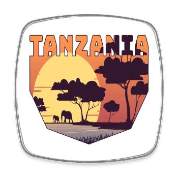 Conception de safari en Tanzanie avec des éléphants - Magnet carré - blanc - Devant