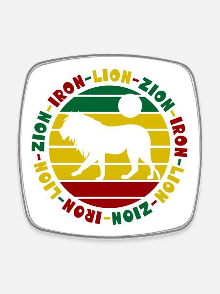 Iron Lion Zion Rastafari Reggae Löwe - Square fridge magnet - white