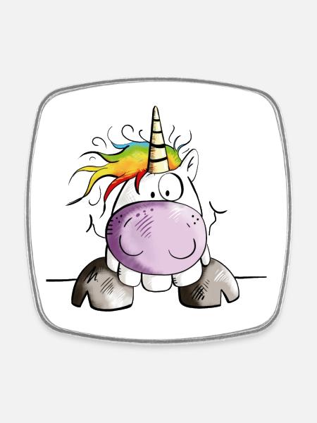 Petit Licorne - Magnet carré - blanc