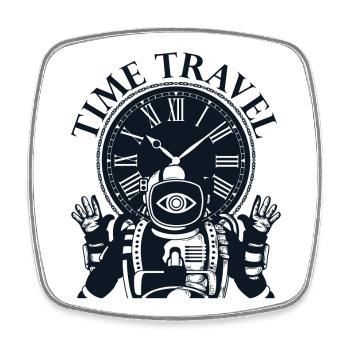 Time travel time machine future Futuristic city - Square fridge magnet - white - Front
