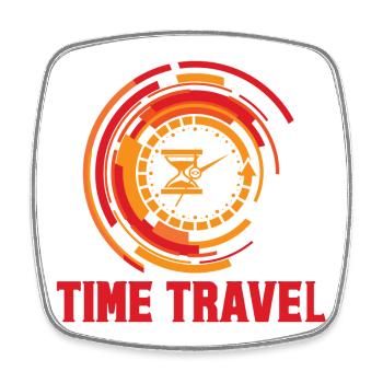 Time travel time machine future Futuristic city - Square fridge magnet - white - Front