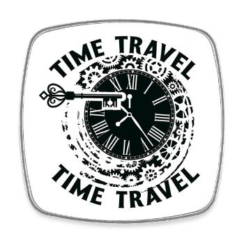 Time travel time machine future Futuristic city - Square fridge magnet - white - Front