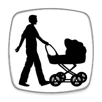vater kind kinderwagen - Viereckiger Kühlschrankmagnet - Weiß - Vorne