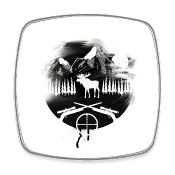 Hunter hunting elk - Square fridge magnet - white - Front