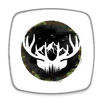 Chasse chasse bois - Magnet carré - blanc - Devant