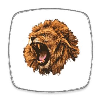 Lion rugissant cadeau - Magnet carré - blanc - Devant