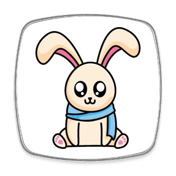 Hase mit Schal - Viereckiger Kühlschrankmagnet - Weiß - Vorne