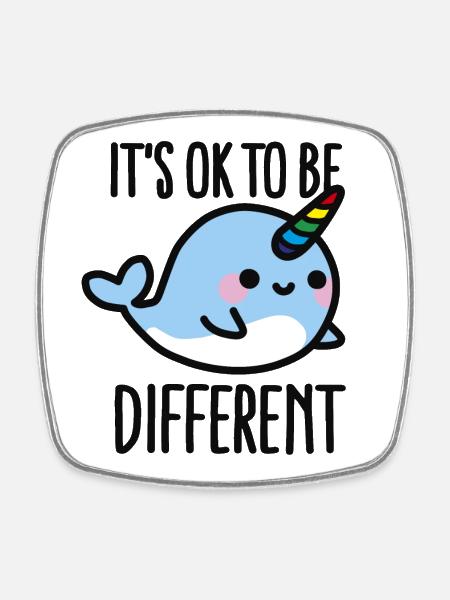 It's ok to be different - Square fridge magnet - white