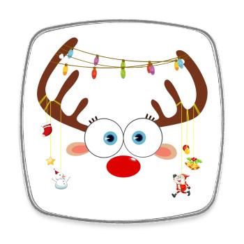Visage de renne de Noël - Magnet carré - blanc - Devant