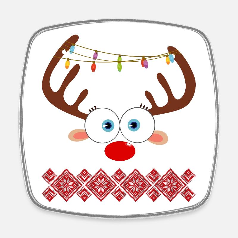 Reindeer Christmas Ugly - Square fridge magnet - white