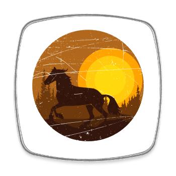 Horse in the sunset - Square fridge magnet - white - Front