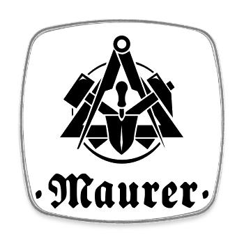 Maurer, Zunftzeichen mit alter Schrift - Viereckiger Kühlschrankmagnet - Weiß - Vorne
