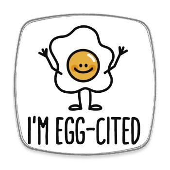 I'm EGG-cited - Viereckiger Kühlschrankmagnet - Weiß - Vorne