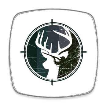 Chasseur - Chasse - Cerf - Magnet carré - blanc - Devant