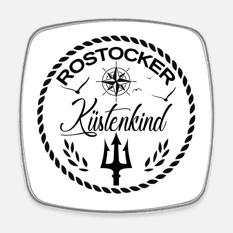 Rostocker Küstenkind - Viereckiger Kühlschrankmagnet - Weiß
