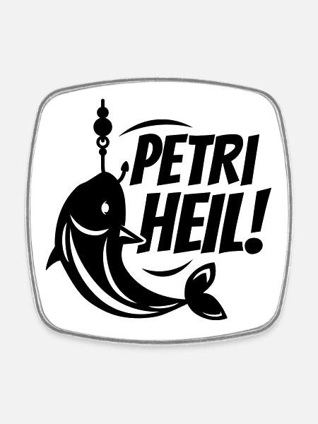 petri heil angeln - Viereckiger Kühlschrankmagnet - Weiß