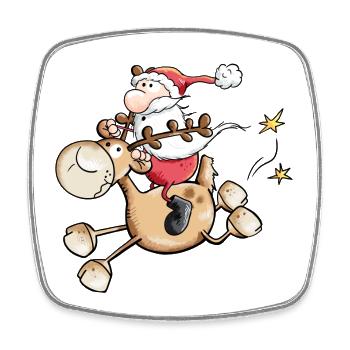 Nikolaus reitet auf Rentier - Weihnachten - Viereckiger Kühlschrankmagnet - Weiß - Vorne