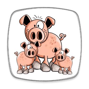 Famille de porcs - Porcinet - Porcins - Cartoon - - Magnet carré - blanc - Devant