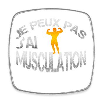 Musculation - Magnet carré - blanc - Devant