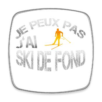 Ski de fond - Magnet carré - blanc - Devant