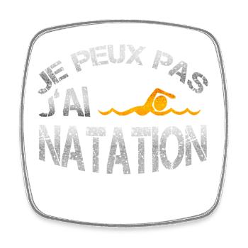 Natation - Magnet carré - blanc - Devant