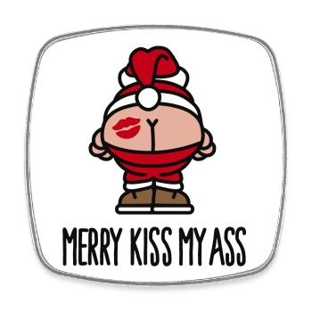 Merry kiss my ass - Viereckiger Kühlschrankmagnet - Weiß - Vorne