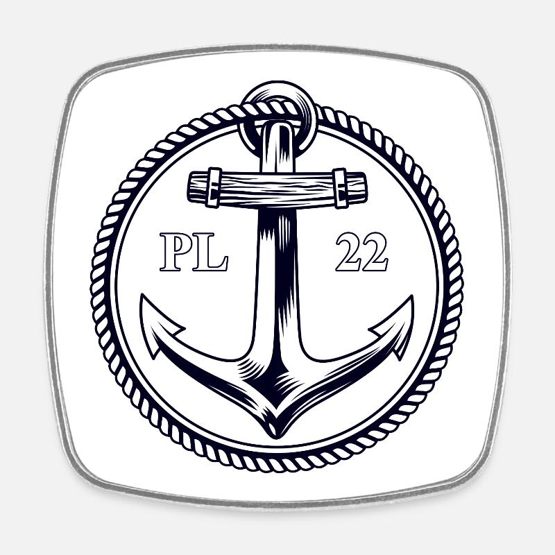 PL22 Ancre Marine - Magnet carré - blanc