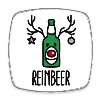 Reinbeer = Reindeer + Beer - Viereckiger Kühlschrankmagnet - Weiß - Vorne