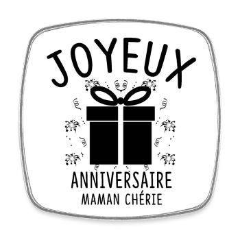JOYEUX ANNIVERSAIRE MAMAN CHÉRIE - Magnet carré - blanc - Devant