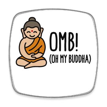 OMB - Oh my Buddha (OMG) - Square fridge magnet - white - Front