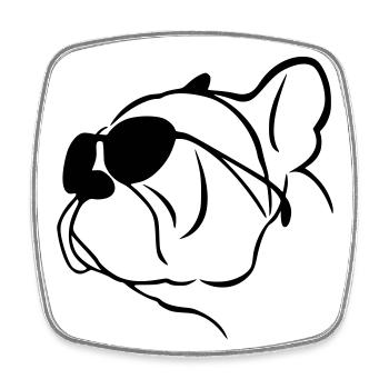 Les lunettes à Bouledogue (G) - Magnet carré - blanc - Devant