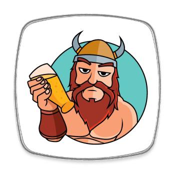 Wikinger mit Bierglas - Viereckiger Kühlschrankmagnet - Weiß - Vorne