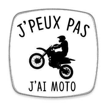 J'PEUX PAS J'AI MOTO - Magnet carré - blanc - Devant