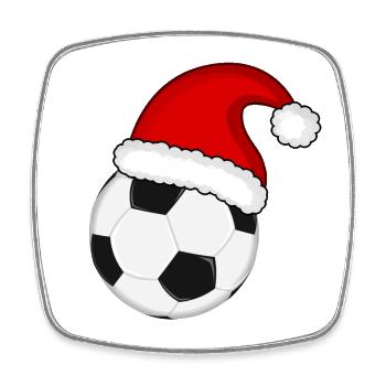 Football Père Noël chapeau fête - Magnet carré - blanc - Devant